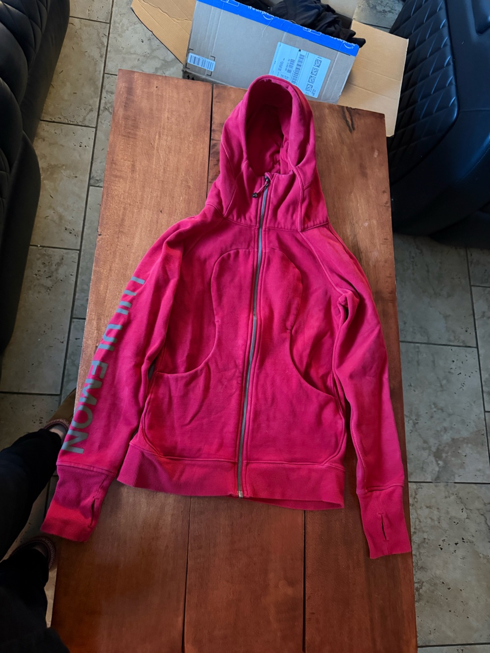 lululemon athletica scuba red Full-Zip Hoodie with sleeve logo